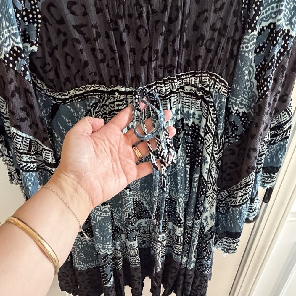 Free People Heart Of Gold Mini Dress Boho Flare Sleeves Women’s Size Small - Picture 8 of 16